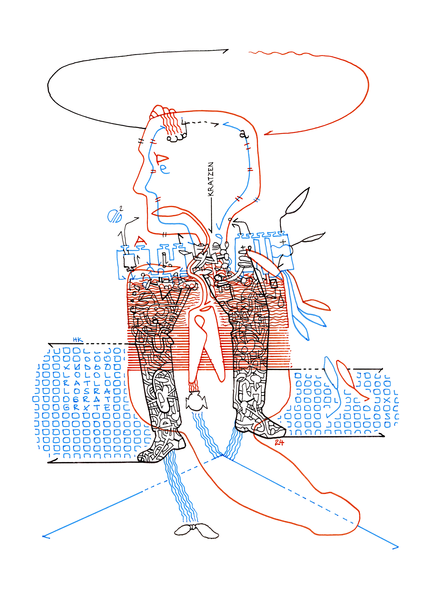 Hannes Kater –Tageszeichnung (Zeichnung/drawing) vom 29.02.2024 (1414 x 2000 Pixel)