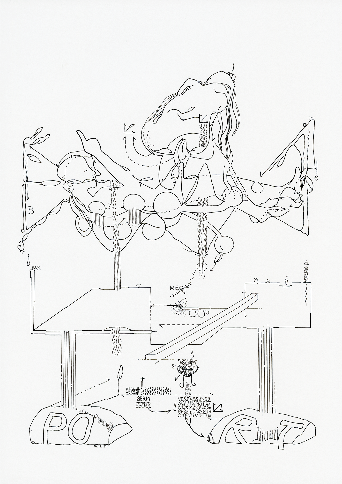 Hannes Kater: Tageszeichnung (Zeichnung/drawing) vom 14.12.2021 (1414 x 2000 Pixel)