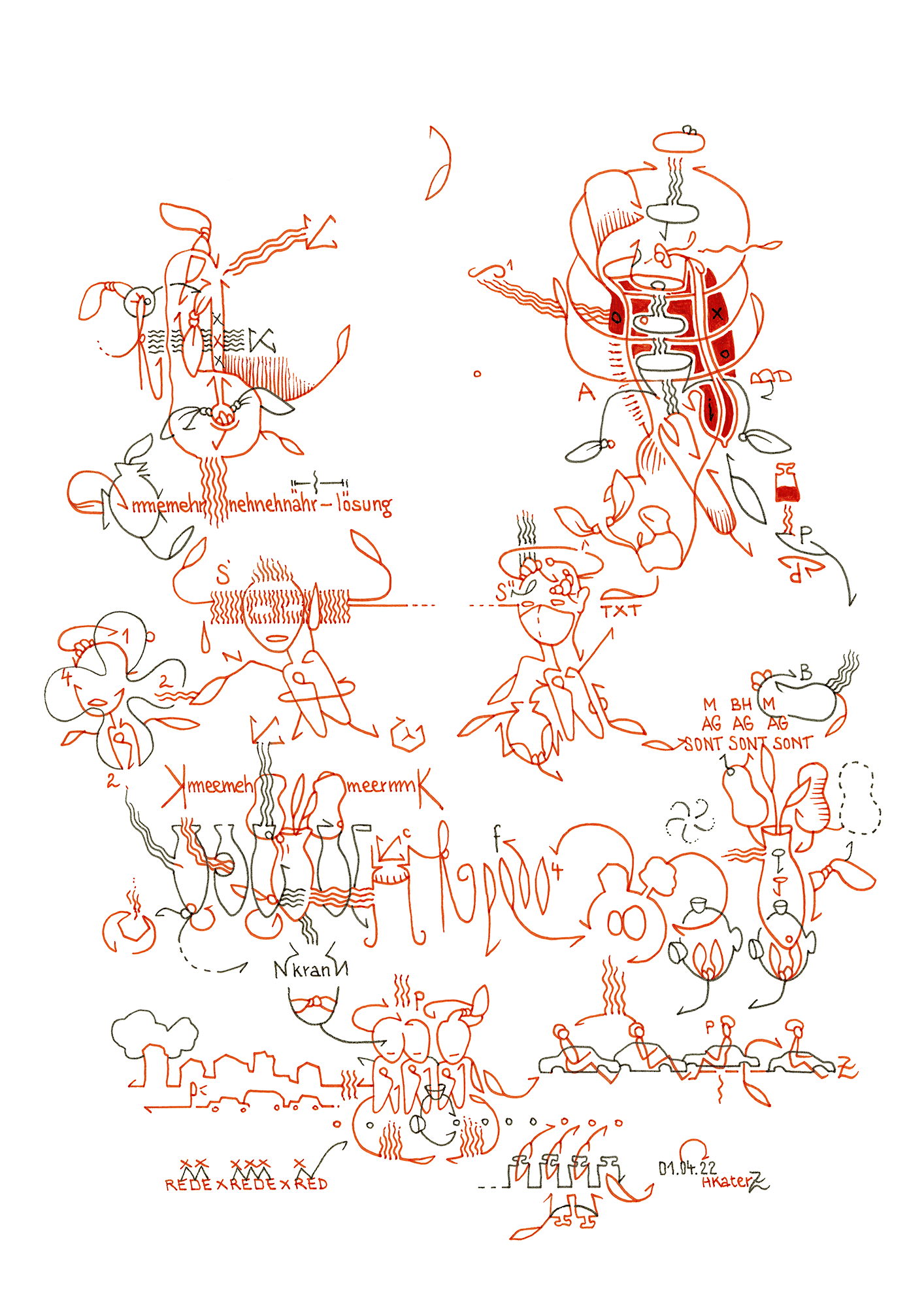 Hannes Kater: Tageszeichnung (Zeichnung/drawing) vom 01.04.2022 (1414 x 2000 Pixel)