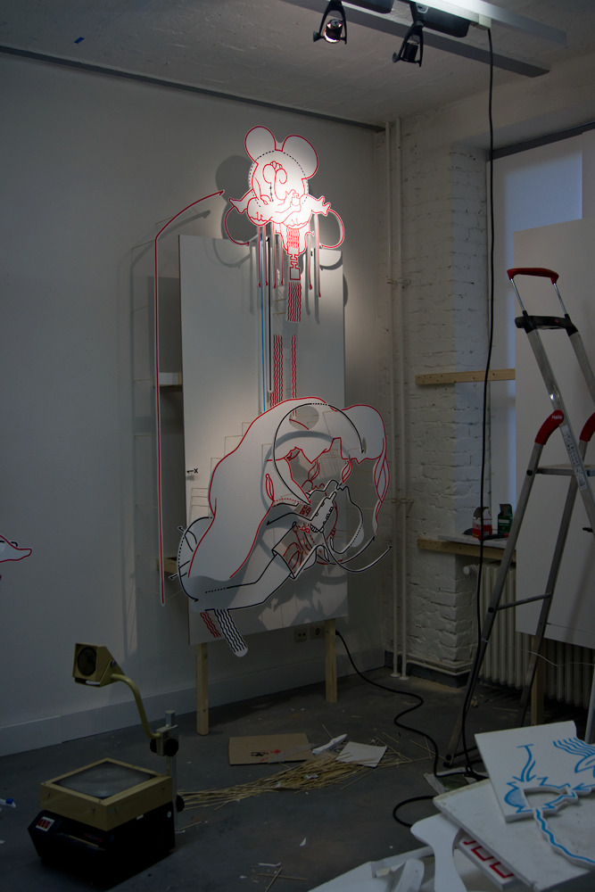 Studie / Vorbereitung im Atelier zu "überbrechen", Akademie der Künste, Hanesatenweg 2012