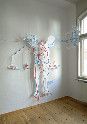 Hannes Kater - Detail der Raumzeichnung "Houseworming"