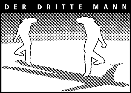 Hannes Kater: Einladungskarte für: Der dritte Mann - ein Ausstellungsprojekt von Hannes Kater und Hinrich Schmieta 1998 in Marseille, 450x319 Pixel