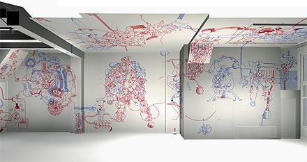 Hannes Kater: Programm für Singel - Detail: rechte Wand / 1999, 440x233 Pixel