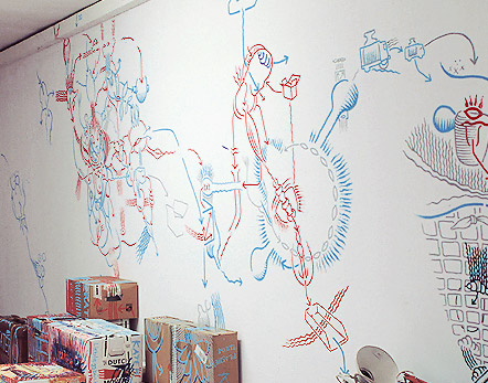 Hannes Kater: Einen sinnvollen Satz machen III - Installationsansicht, 1998 - 440x374 pixel